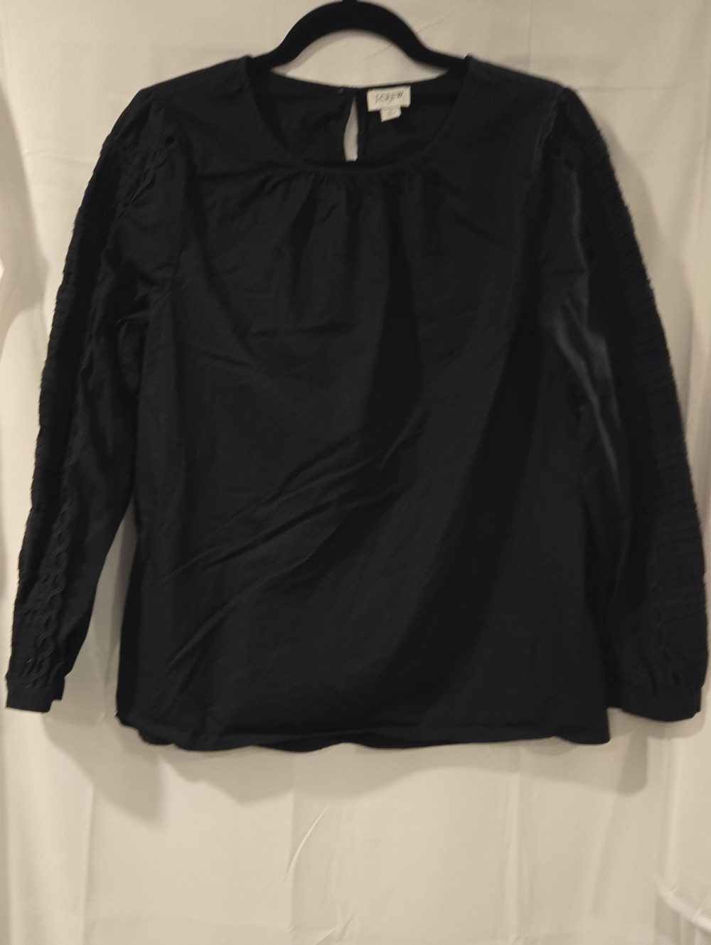 J.Crew Black Cotton Eyelet Puff Sleeve Blouse Size S